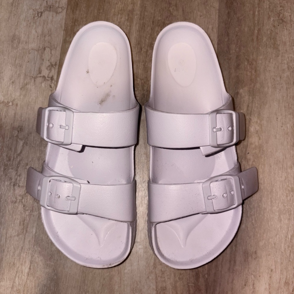 White Slide Sandals